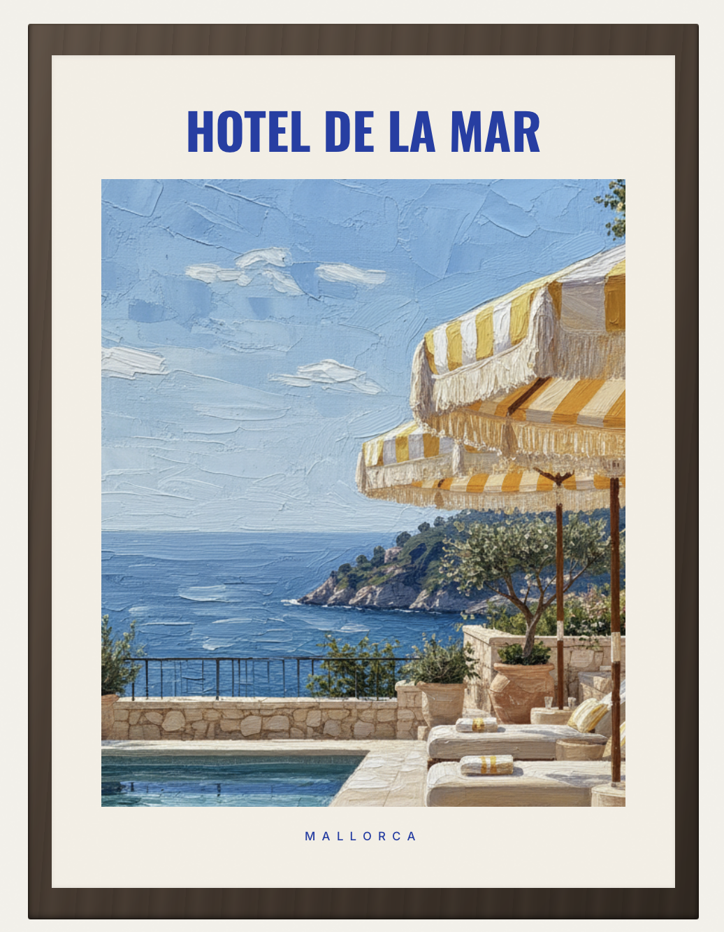 Hotel de la Mar poster — sunbeds by the ocean, Mallorca